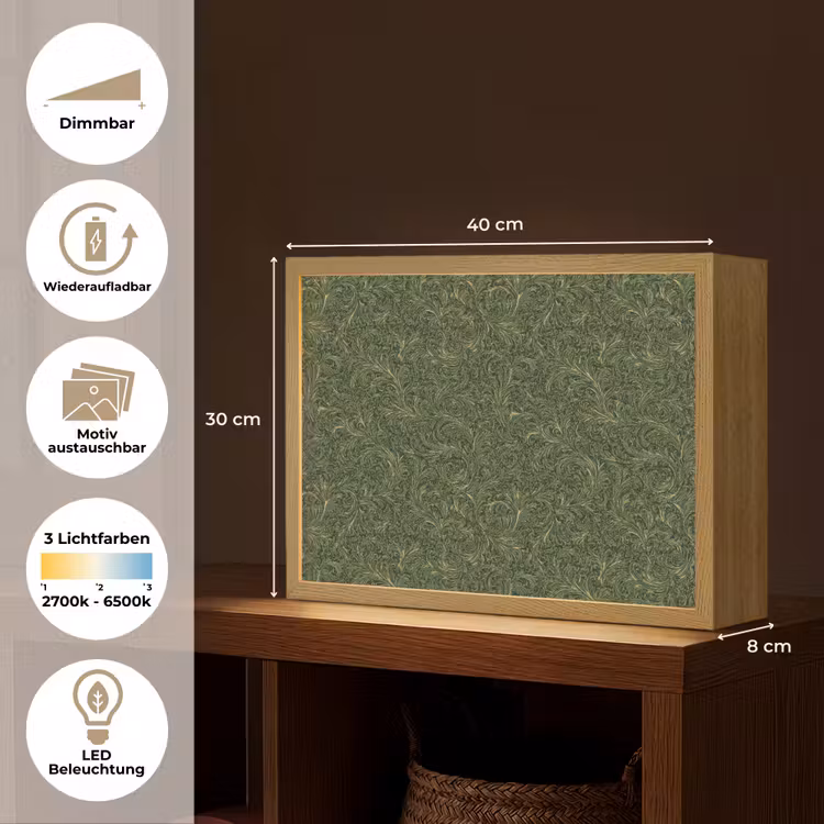Donker - Groen - Krullend - Botanisch Light Box met batterij (Wandlamp) middel 907 -USP_websiteoverzichtDE