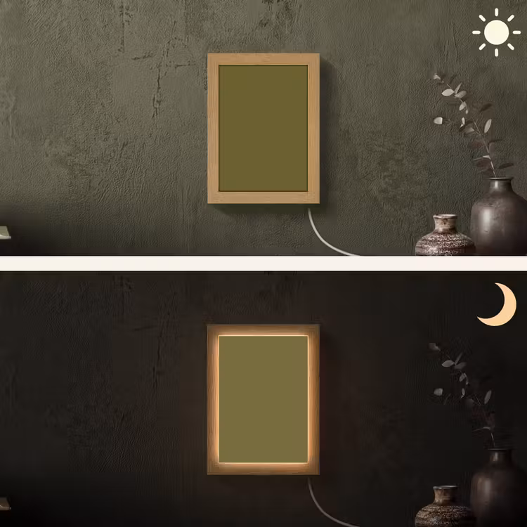 Dark - Olive - Groen Light Box met kabel (Wandlamp) klein 929 -sfeer3