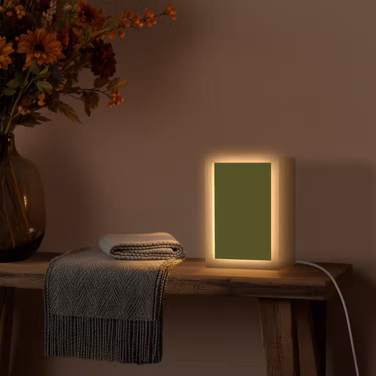 Dark - Olive - Groen Light Box met kabel (Wandlamp) klein 929 -sfeer4