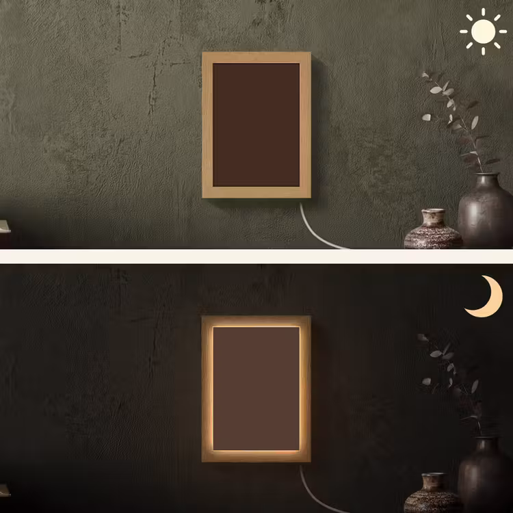 Dark - Chocolate - Bruin Light Box met kabel (Wandlamp) klein 929 -sfeer3