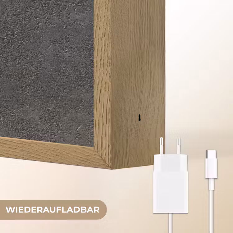Donkergrijs - Asfaltstructuur - Ruw Light Box met batterij (Wandlamp) middel 907 -USP_websiteoplaadbaarDE
