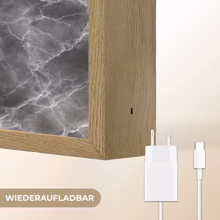 Donkergrijs - Bliksem - Marmer Light Box met batterij (Wandlamp) middel 907 -USP_websiteoplaadbaarDE