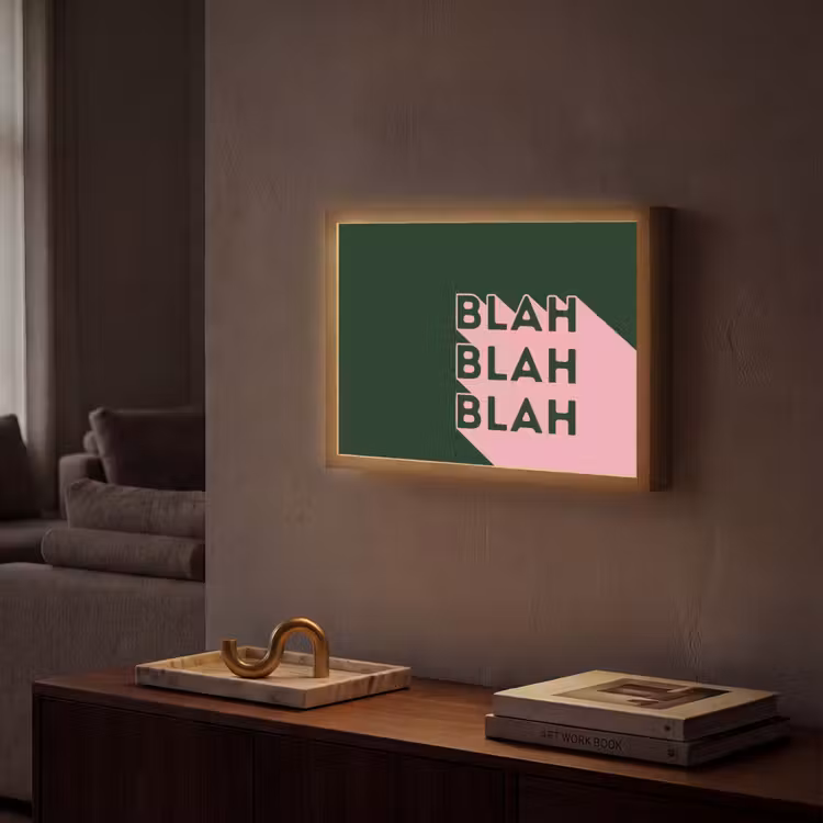 Donkergroen - Tekst - Schaduw - Grafisch Light Box met batterij (Wandlamp) middel -sfeer1