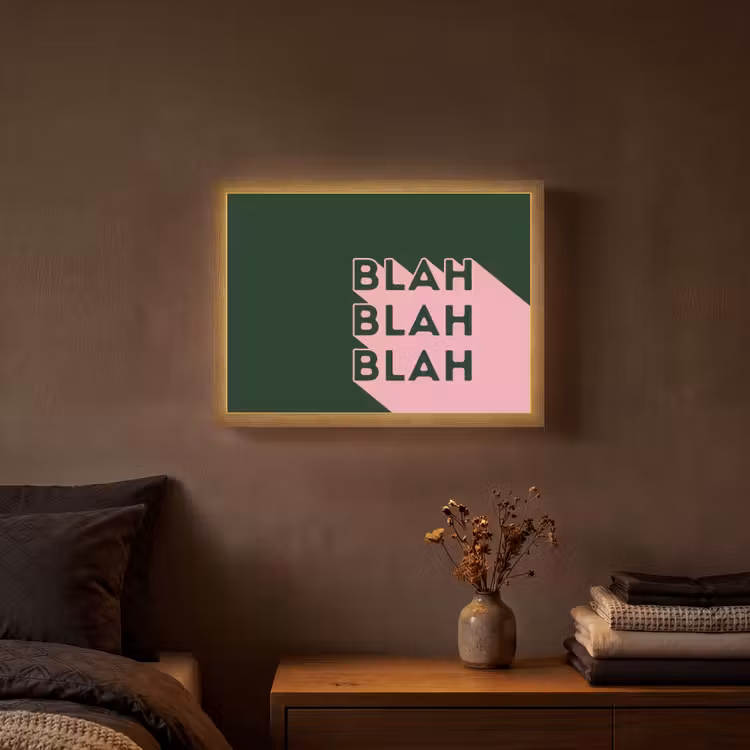 Donkergroen - Tekst - Schaduw - Grafisch Light Box met batterij (Wandlamp) middel -sfeer4