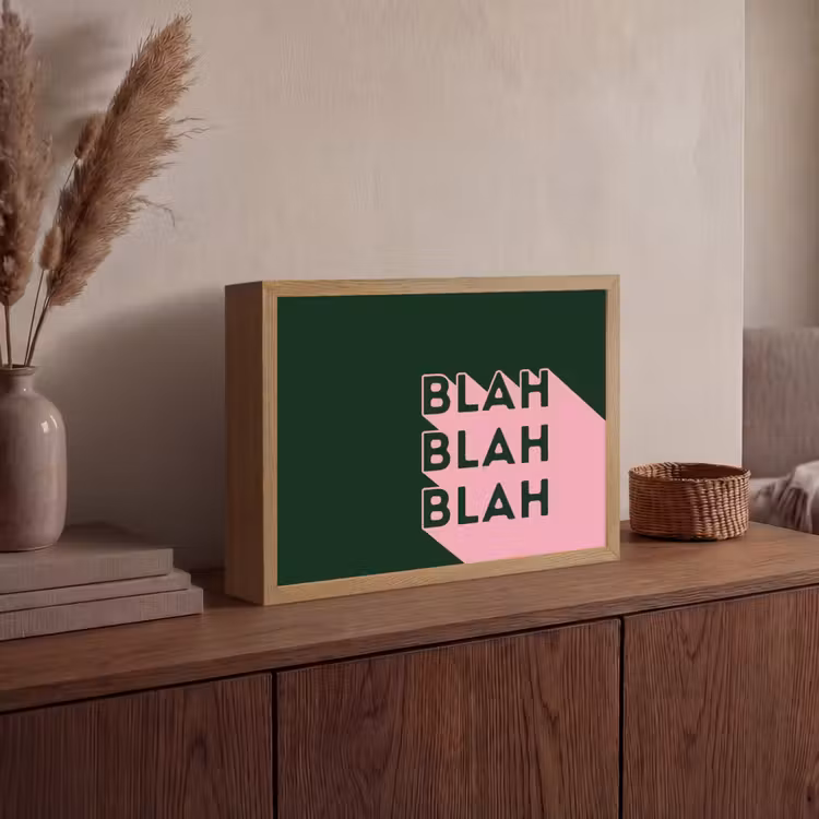 Donkergroen - Tekst - Schaduw - Grafisch Light Box met batterij (Wandlamp) middel -sfeer2