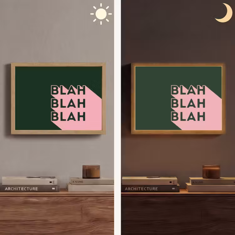 Donkergroen - Tekst - Schaduw - Grafisch Light Box met batterij (Wandlamp) middel -sfeer3