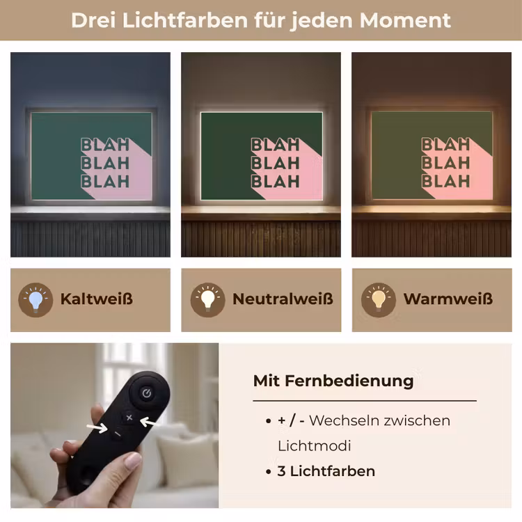 Donkergroen - Tekst - Schaduw - Grafisch Light Box met batterij (Wandlamp) middel -USP_lichtkleurDE