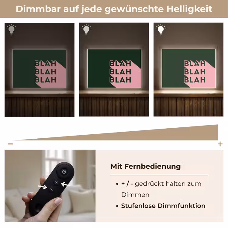 Donkergroen - Tekst - Schaduw - Grafisch Light Box met batterij (Wandlamp) middel -USP_dimbaarDE