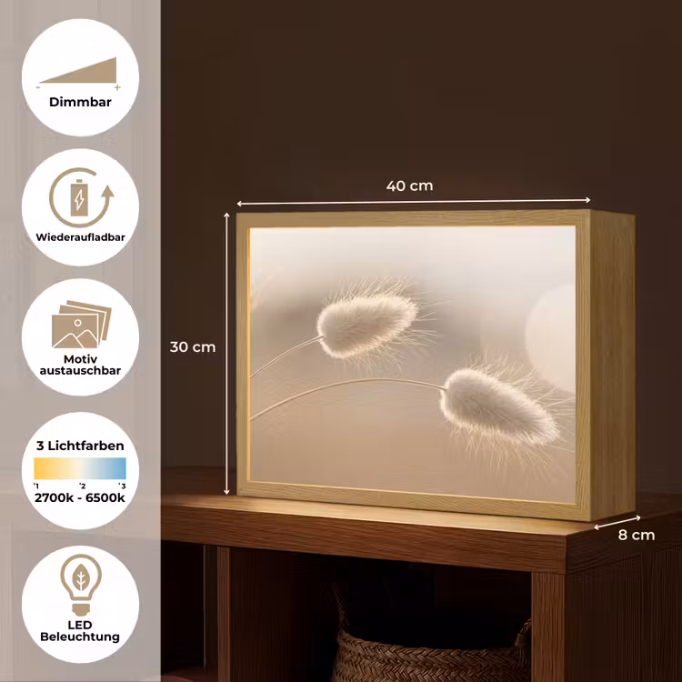 Hazestaartgras - Graanharen - Zonlicht Light Box met batterij (Wandlamp) middel -USP_websiteoverzichtDE