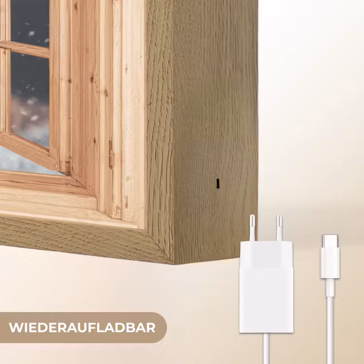 Doorkijk - Hert - Dieren - Winterlandschap - Sneeuw Light Box met batterij (Wandlamp) middel -USP_websiteoplaadbaarDE