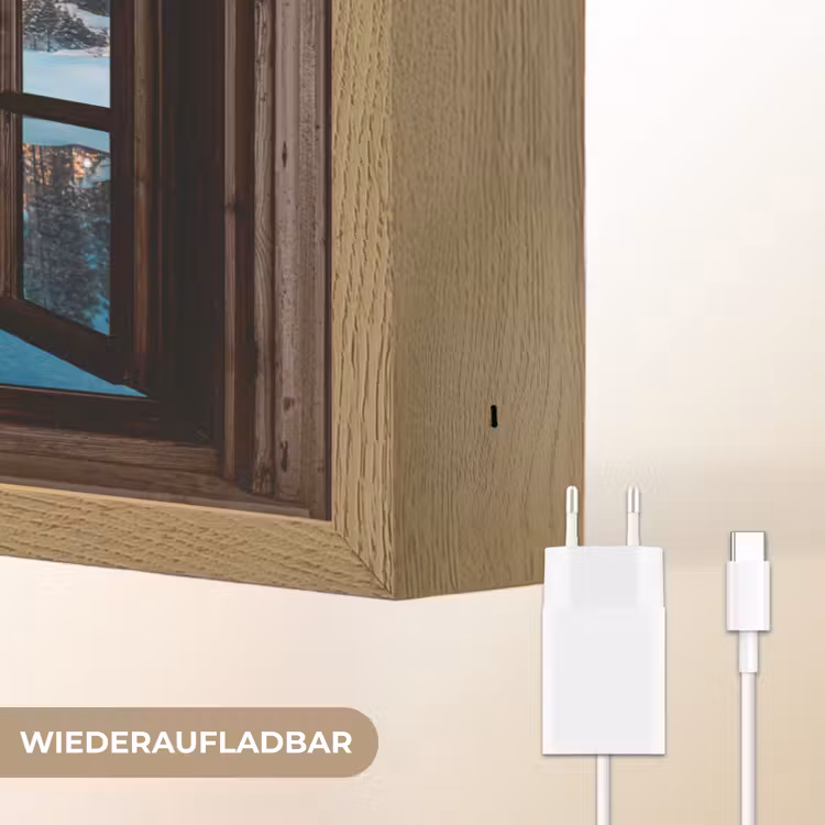 Doorkijk - Winter - Landschap - Natuur - Huis - Bergen Light Box met batterij (Wandlamp) middel -USP_websiteoplaadbaarDE