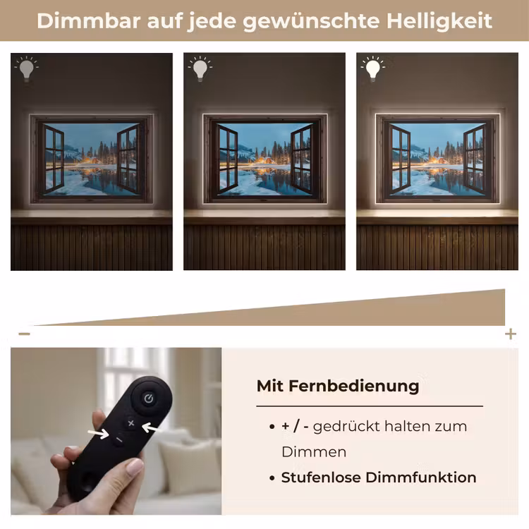 Doorkijk - Winter - Landschap - Natuur - Huis - Bergen Light Box met batterij (Wandlamp) middel -USP_dimbaarDE