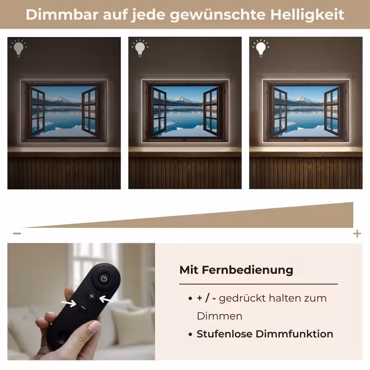 Doorkijk - Winterlandschap - Meer - Bergen - Uitzicht Light Box met batterij (Wandlamp) middel -USP_dimbaarDE