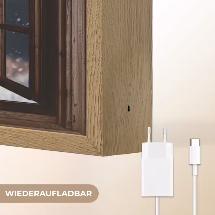 Doorkijk - Hert - Dieren - Landschap - Winter - Sneeuw - Landelijk Light Box met batterij (Wandlamp) middel -USP_websiteoplaadbaarDE