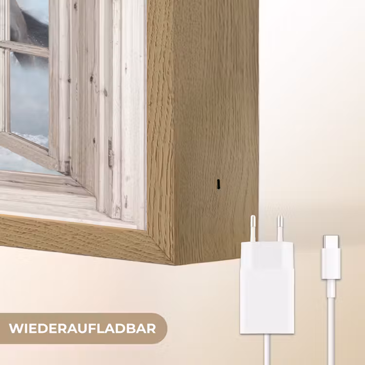 Doorkijk - Paarden - Winter - Dieren - Natuur - Wit Light Box met batterij (Wandlamp) middel -USP_websiteoplaadbaarDE