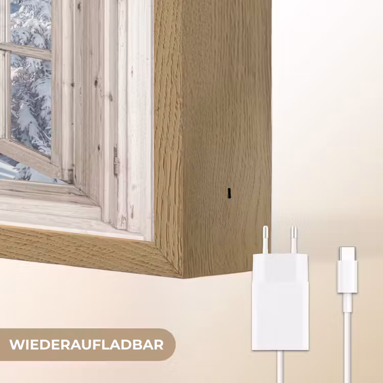 Doorkijk - Winter - Landschap - Natuur - Berg - Bomen - Wit Light Box met batterij (Wandlamp) middel -USP_websiteoplaadbaarDE
