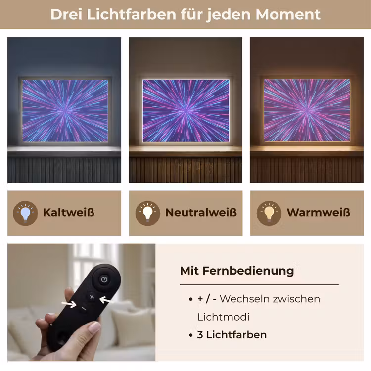 Dynamisch - Ruimte - Kleurrijk Light Box met batterij (Wandlamp) middel -USP_lichtkleurDE