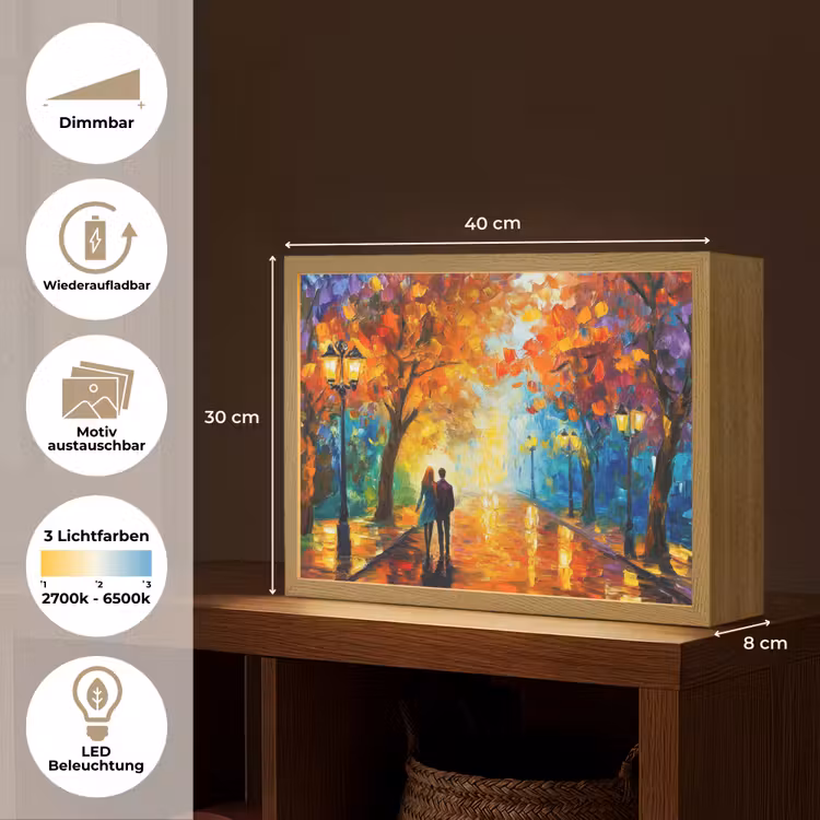 Koppel - Liefde - Bos - Kunst Light Box met batterij (Wandlamp) middel -USP_websiteoverzichtDE
