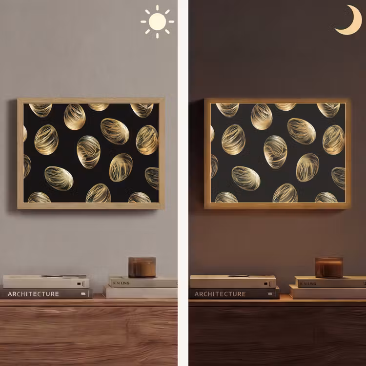 Eieren - Goud - Patroon Light Box met batterij (Wandlamp) middel -sfeer3