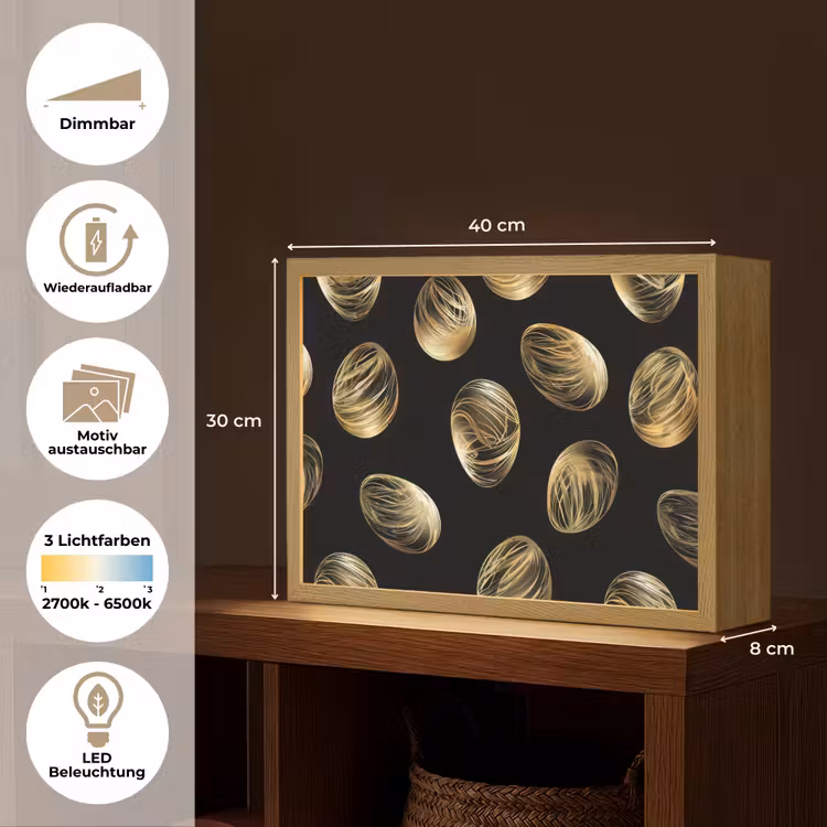 Eieren - Goud - Patroon Light Box met batterij (Wandlamp) middel -USP_websiteoverzichtDE