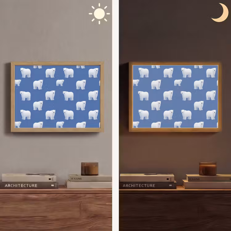IJsbeer - Patroon - Blauw Light Box met batterij (Wandlamp) middel 907 -sfeer3