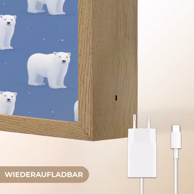 IJsbeer - Patroon - Blauw Light Box met batterij (Wandlamp) middel 907 -USP_websiteoplaadbaarDE
