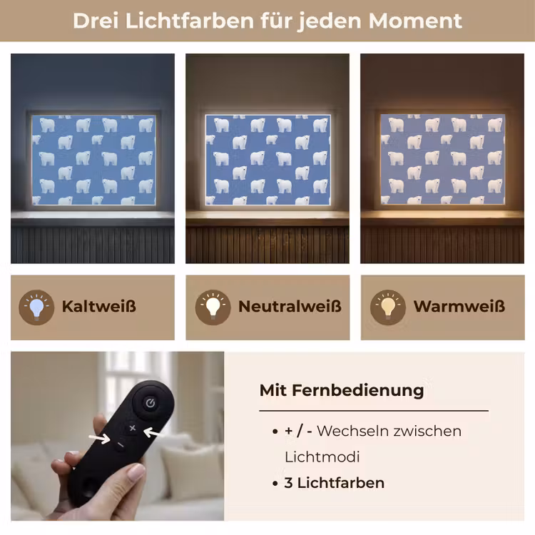 IJsbeer - Patroon - Blauw Light Box met batterij (Wandlamp) middel 907 -USP_lichtkleurDE