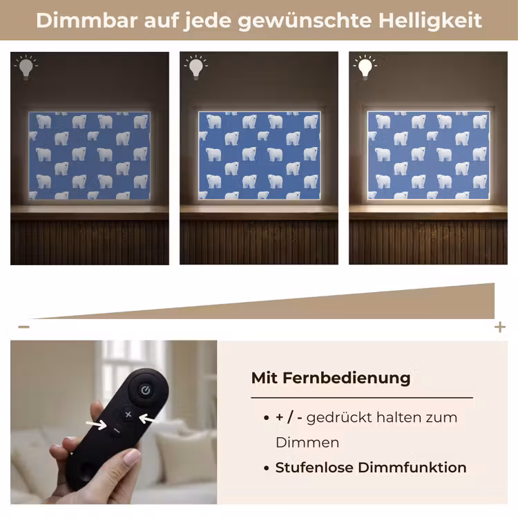 IJsbeer - Patroon - Blauw Light Box met batterij (Wandlamp) middel 907 -USP_dimbaarDE