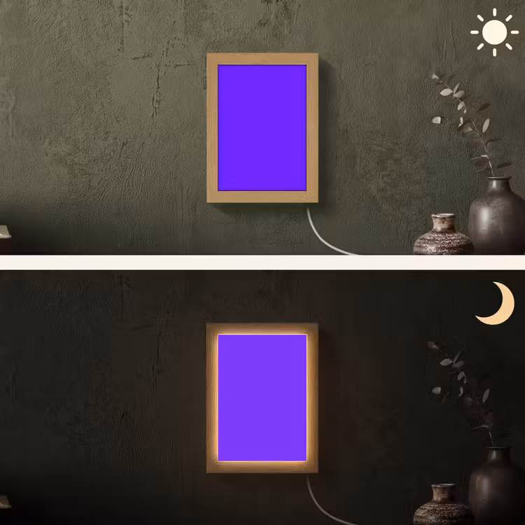 Electric - Indigo - Paars Light Box met kabel (Wandlamp) klein 929 -sfeer3