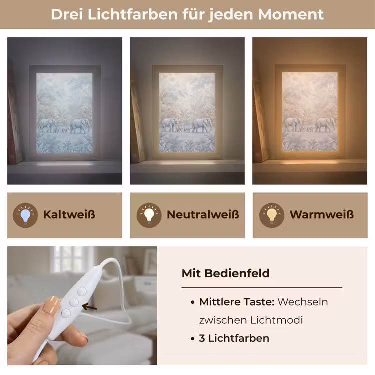 Olifant - Familie - Jungle - Illustratie - Grijs Light Box met kabel (Wandlamp) klein -USP_lichtkleurDE