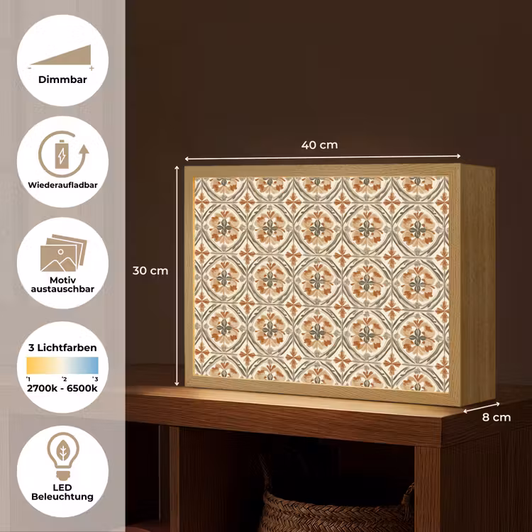 Elegant - Antiek - Kleurrijk Light Box met batterij (Wandlamp) middel 907 -USP_websiteoverzichtDE