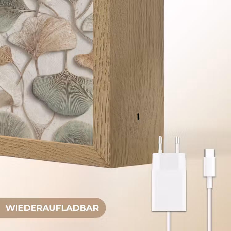 Elegant - Bladeren - Groen Light Box met batterij (Wandlamp) middel 907 -USP_websiteoplaadbaarDE