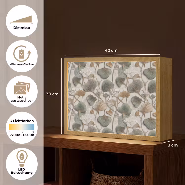 Elegant - Bladeren - Groen Light Box met batterij (Wandlamp) middel 907 -USP_websiteoverzichtDE