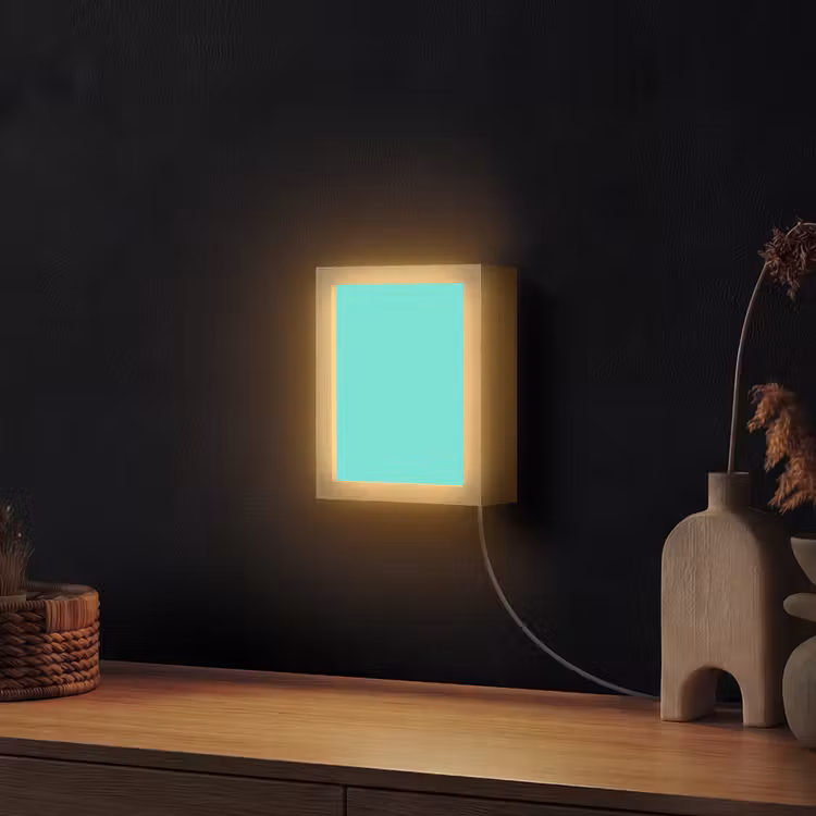 Electric - Cyan - Turkoois Light Box met kabel (Wandlamp) klein 929 -sfeer1