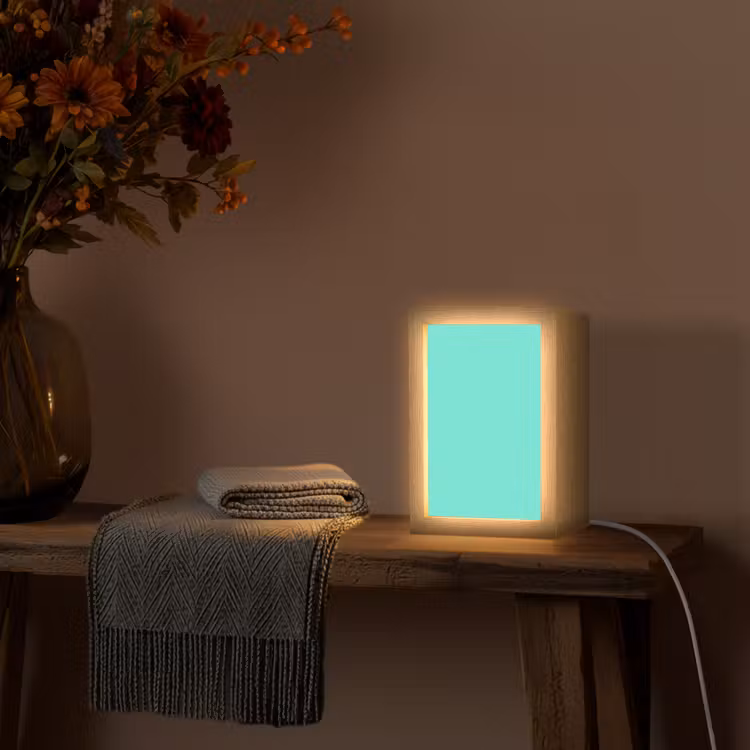 Electric - Cyan - Turkoois Light Box met kabel (Wandlamp) klein 929 -sfeer4