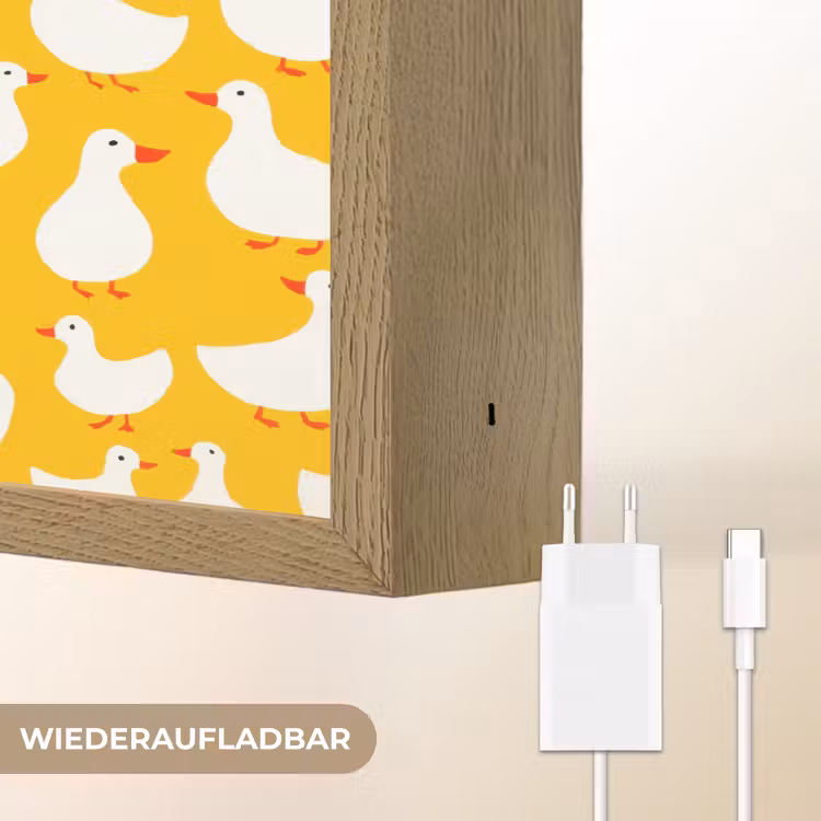 Eendjes - Patroon - Geel Light Box met batterij (Wandlamp) middel 907 -USP_websiteoplaadbaarDE