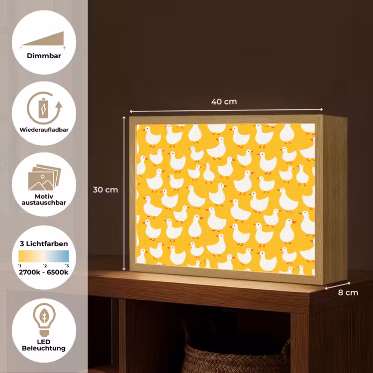 Eendjes - Patroon - Geel Light Box met batterij (Wandlamp) middel 907 -USP_websiteoverzichtDE