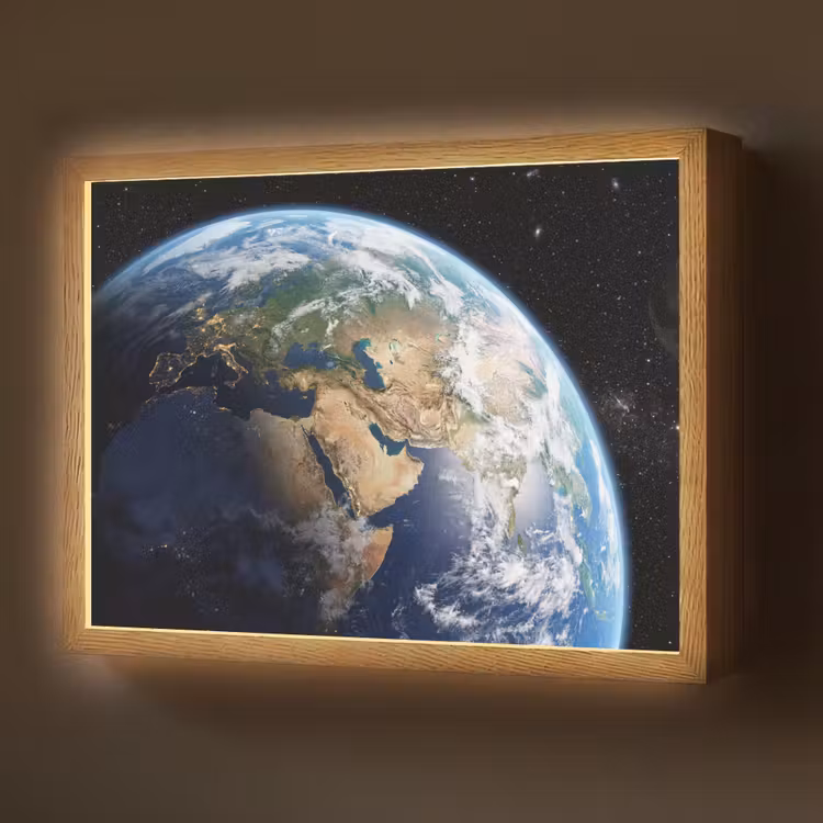 Aarde - Ruimte - Blauw - Groen Light Box met batterij (Wandlamp) middel -z3d_website