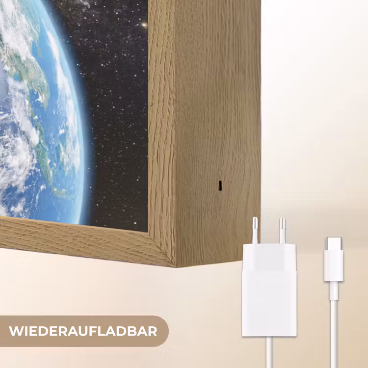 Aarde - Ruimte - Blauw - Groen Light Box met batterij (Wandlamp) middel -USP_websiteoplaadbaarDE