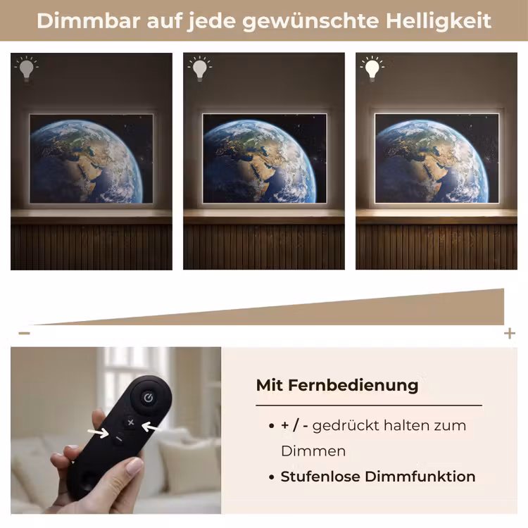 Aarde - Ruimte - Blauw - Groen Light Box met batterij (Wandlamp) middel -USP_dimbaarDE