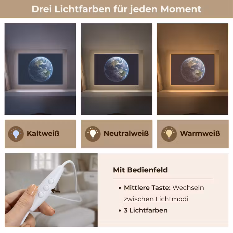 Lightbox - Wandleuchte - Erde – Weltraum – Kosmos - Aarde - Ruimte - Kosmos Light Box met kabel (Wandlamp) klein