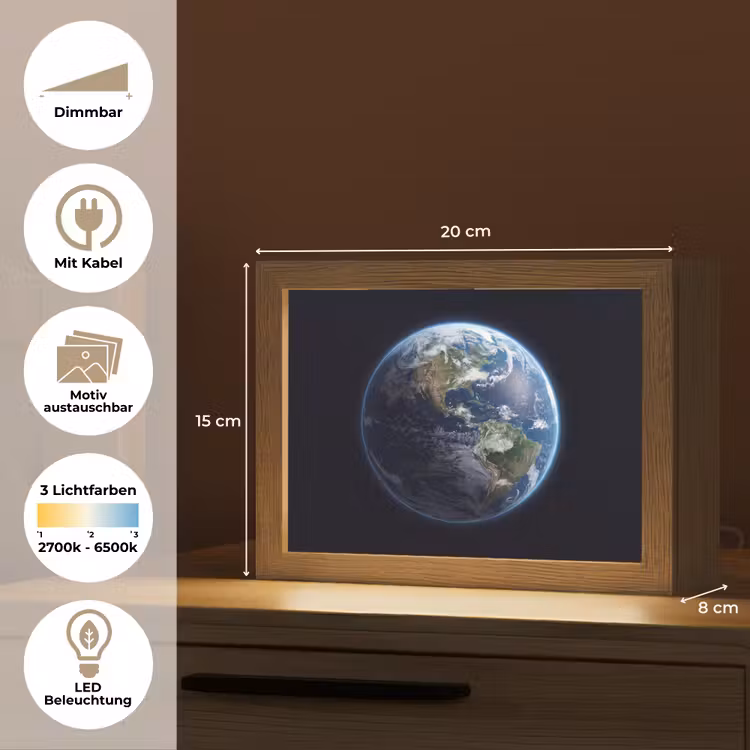 Lightbox - Wandleuchte - Erde – Weltraum – Kosmos - Aarde - Ruimte - Kosmos Light Box met kabel (Wandlamp) klein