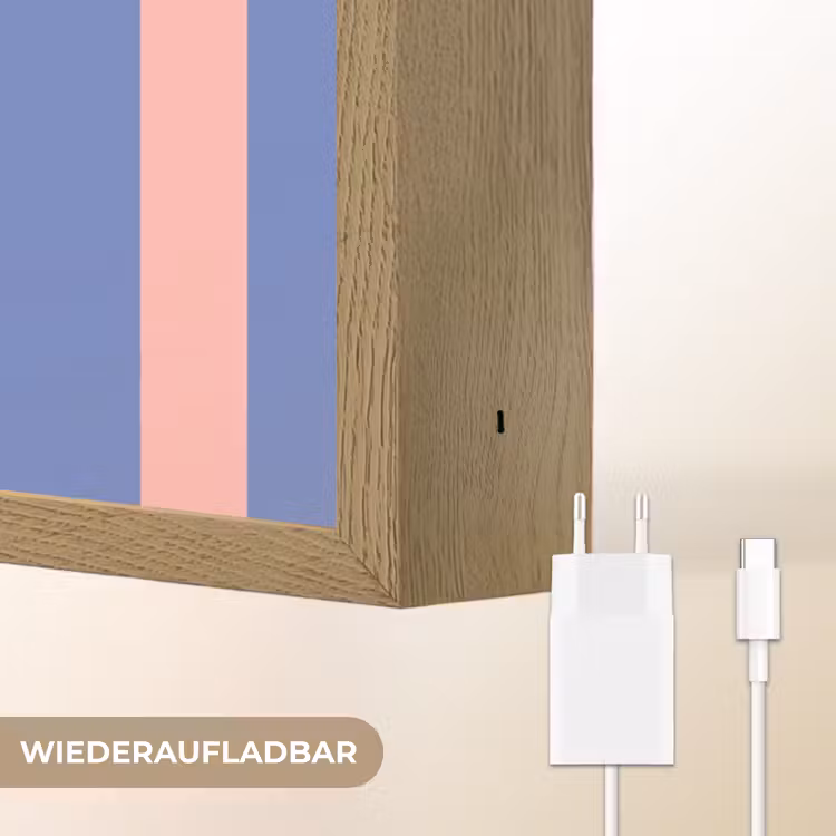 Try again - Strepen - Roze - Verticaal - Blauw Light Box met batterij (Wandlamp) middel -USP_websiteoplaadbaarDE