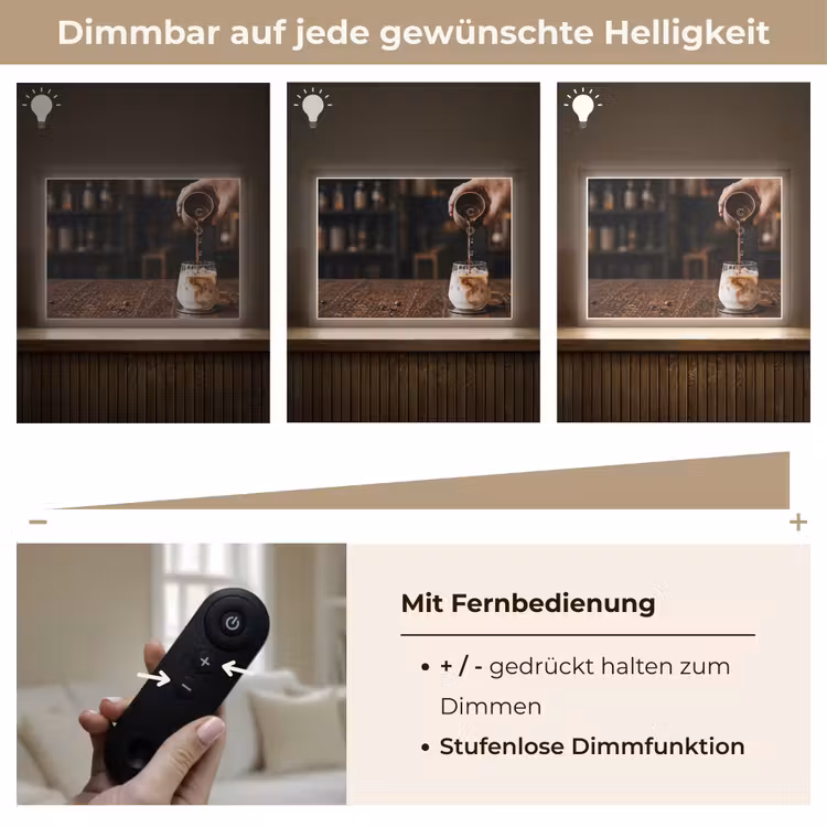 Espresso - Melk - Café Light Box met batterij (Wandlamp) middel -USP_dimbaarDE