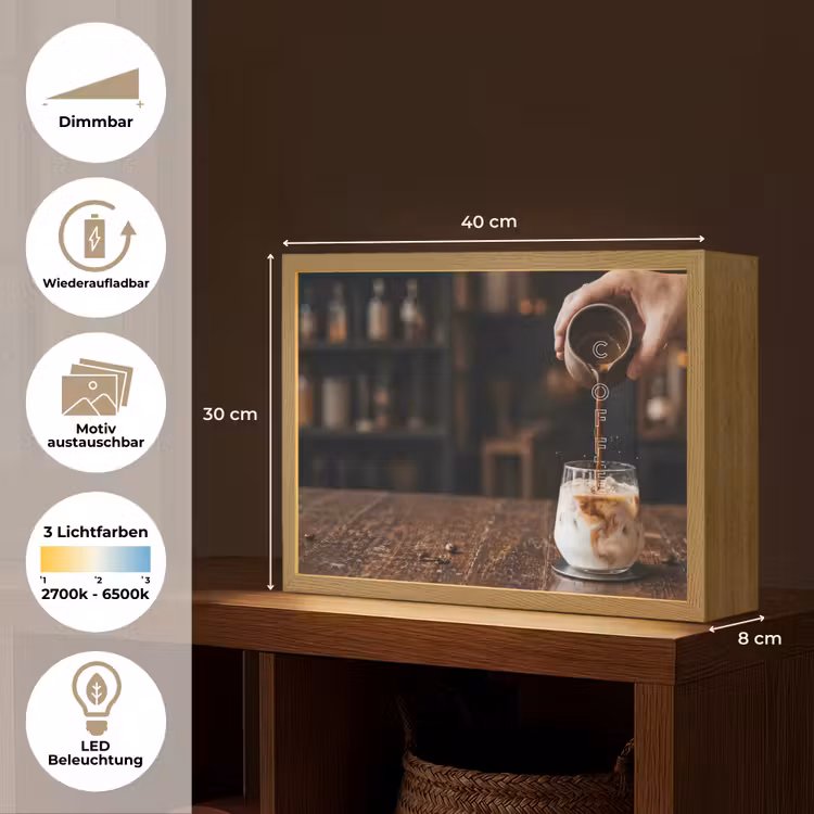 Espresso - Melk - Café Light Box met batterij (Wandlamp) middel -USP_websiteoverzichtDE