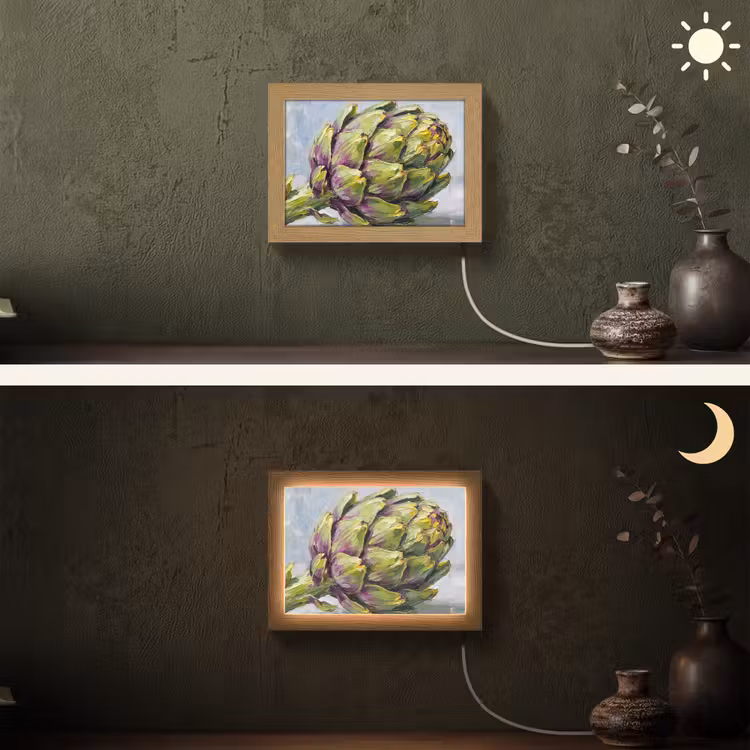 Lightbox - Wandleuchte - Essen – Artischocke – Modern - Eten - Artisjok - Modern Light Box met kabel (Wandlamp) klein