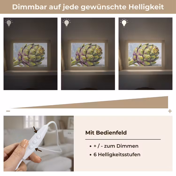 Lightbox - Wandleuchte - Essen – Artischocke – Modern - Eten - Artisjok - Modern Light Box met kabel (Wandlamp) klein