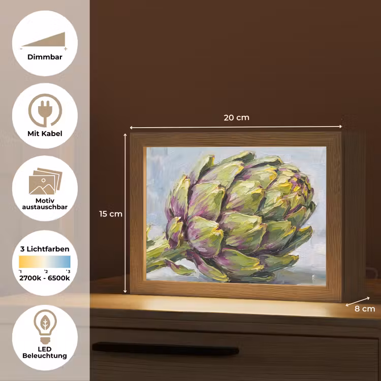 Lightbox - Wandleuchte - Essen – Artischocke – Modern - Eten - Artisjok - Modern Light Box met kabel (Wandlamp) klein