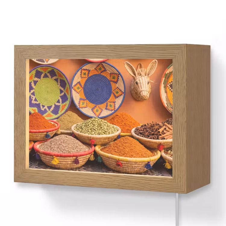 Lightbox - Wandleuchte - Essen – Farbenfroh – Kultur - Eten - Kleurrijk - Cultuur Light Box met kabel (Wandlamp) klein