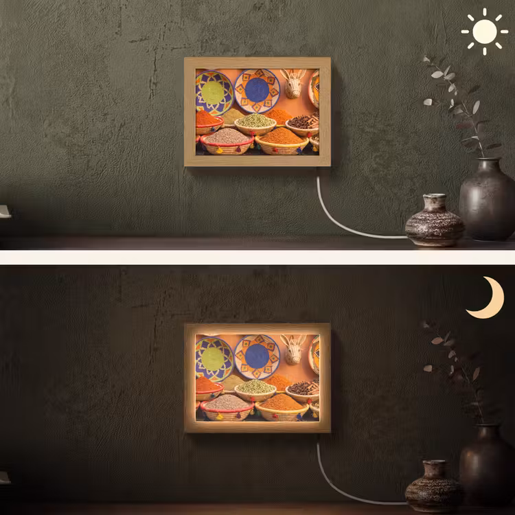 Lightbox - Wandleuchte - Essen – Farbenfroh – Kultur - Eten - Kleurrijk - Cultuur Light Box met kabel (Wandlamp) klein